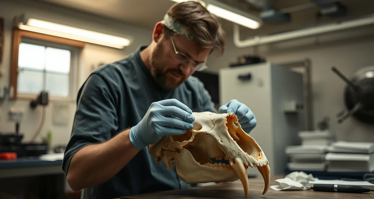 Bear skull sealing compliance guide for taxidermy shops Taxidermist performing bear skull sealing procedure to ensure state compliance requirements and legal documentation.