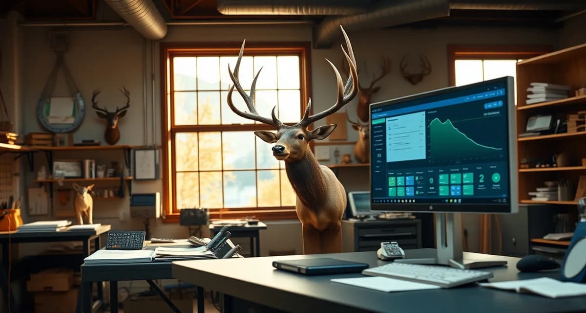 MountChief taxidermy management platform for Colorado shops Modern taxidermy shop management software interface displayed in a Colorado professional workshop during elk season processing