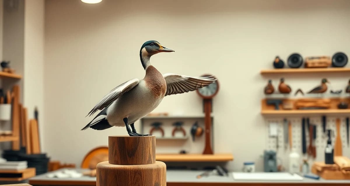 Mounted duck specimen example Professional full-body duck mount displaying detailed feather work and natural positioning, representing typical taxidermy pricing ranges.