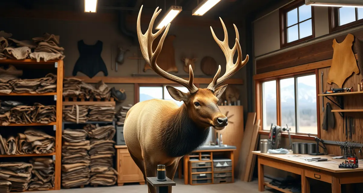 Colorado elk taxidermy specialist case study Professional elk mount display in Colorado taxidermy shop using MountChief AI intake management software for high-value specimen processing