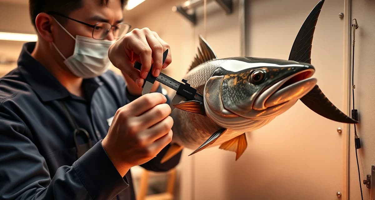 Professional fish mount pricing measurement tool Fish taxidermy pricing calculator showing per-inch rate measurement for professional shop management and cost calculation