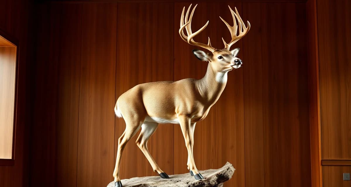 Full-body deer taxidermy mount example Premium full-body deer taxidermy mount displayed in professional studio setting showing dynamic standing pose