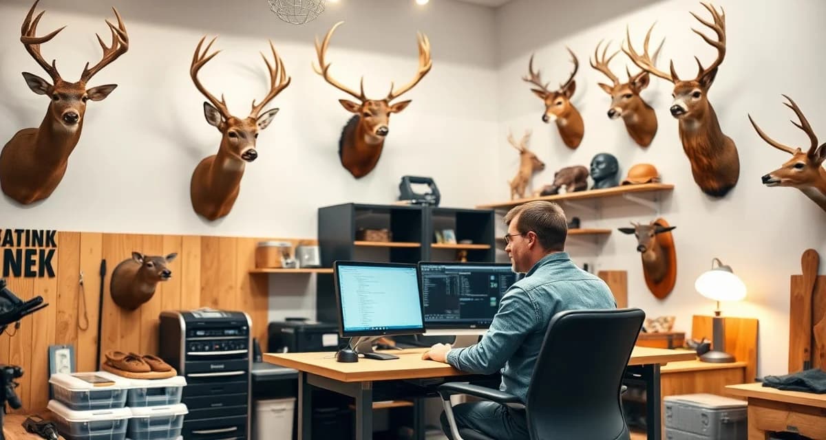 Taxidermy business management during Georgia deer season Professional taxidermy shop management software interface for Georgia deer processing during peak season with organized workflow tools.
