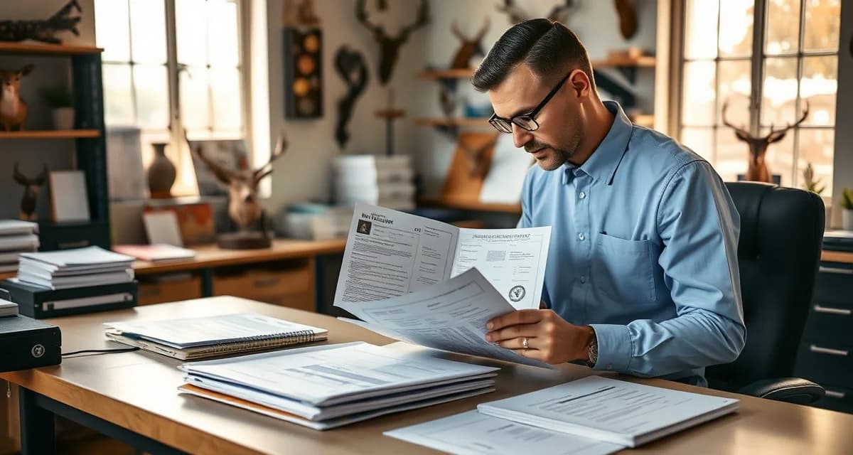 International trophy import compliance documentation Taxidermist reviewing CITES documentation and international trophy import permits for compliance verification