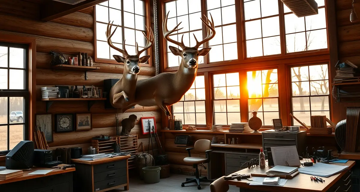 Kansas Deer Season Preparation for Taxidermy Shops Professional taxidermy shop preparing premium whitetail deer mount for Kansas hunting season with documentation and organizational systems