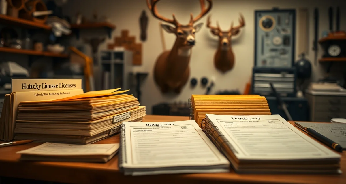 Taxidermy Record Keeping Compliance Kentucky taxidermist reviewing organized deer intake records and KDFWR compliance documentation on workbench