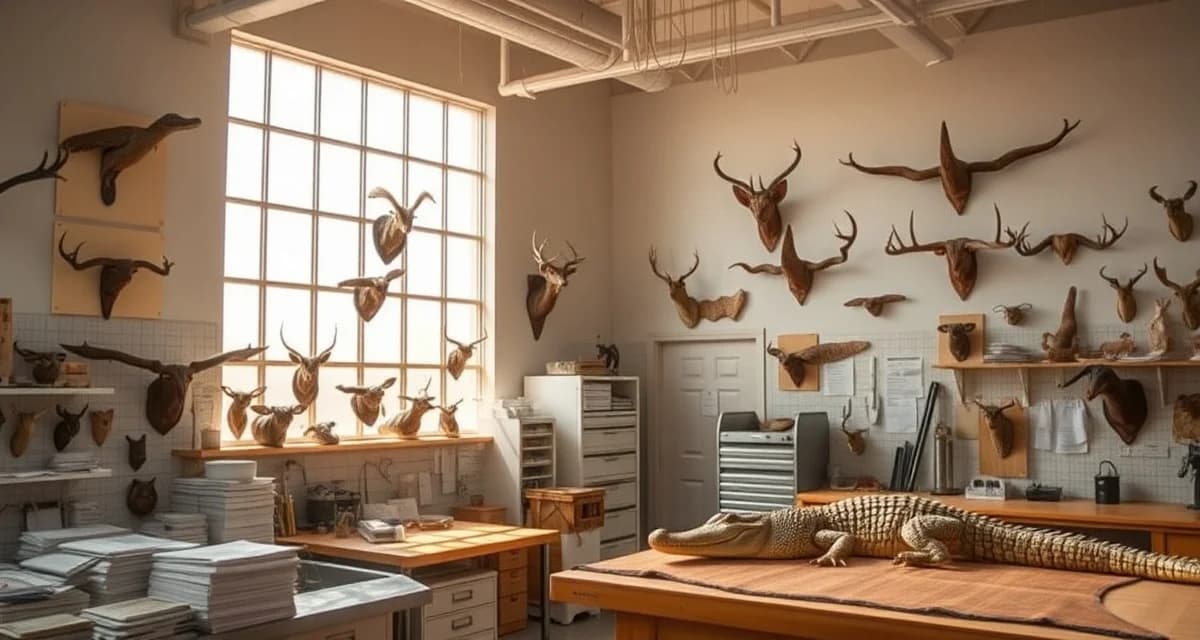 Taxidermy business management for Louisiana shops Louisiana taxidermy shop management software interface displaying alligator documentation, waterfowl records, and LDWF licensing compliance for professional taxidermists.