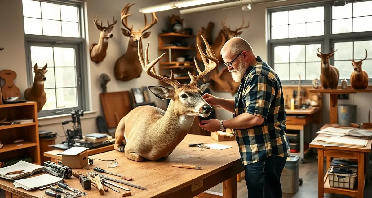 MountChief taxidermy software for Midwest shops Taxidermy shop management workspace with whitetail deer mount and professional tools for Midwest region operations