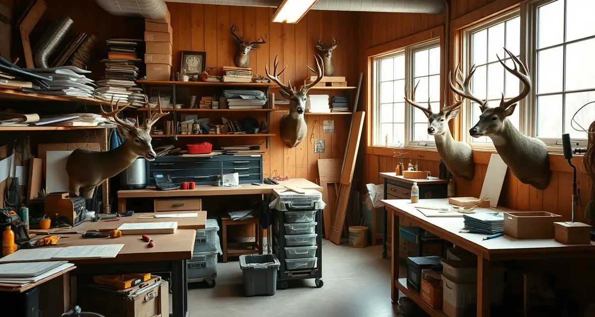 Deer Season Preparation Setup for Minnesota Taxidermists Minnesota taxidermy shop preparing for deer season with CWD compliance documentation and mount preparation workflow visible