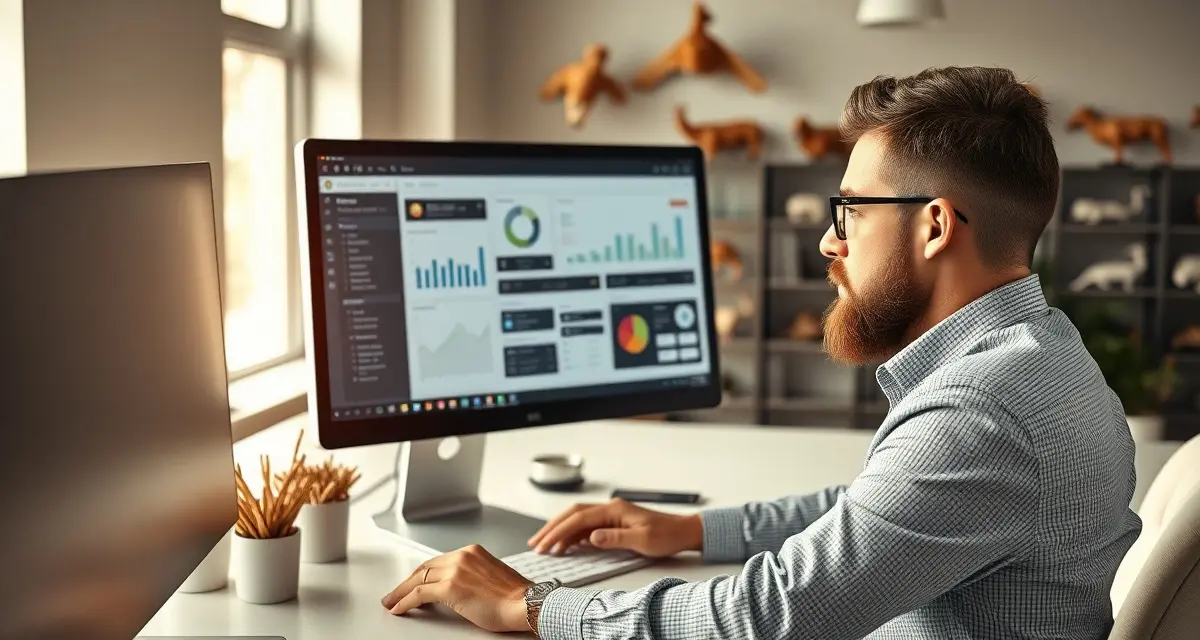 Taxidermy shop management software review interface MountMonitor software interface displayed on computer monitor in professional taxidermy shop management workspace