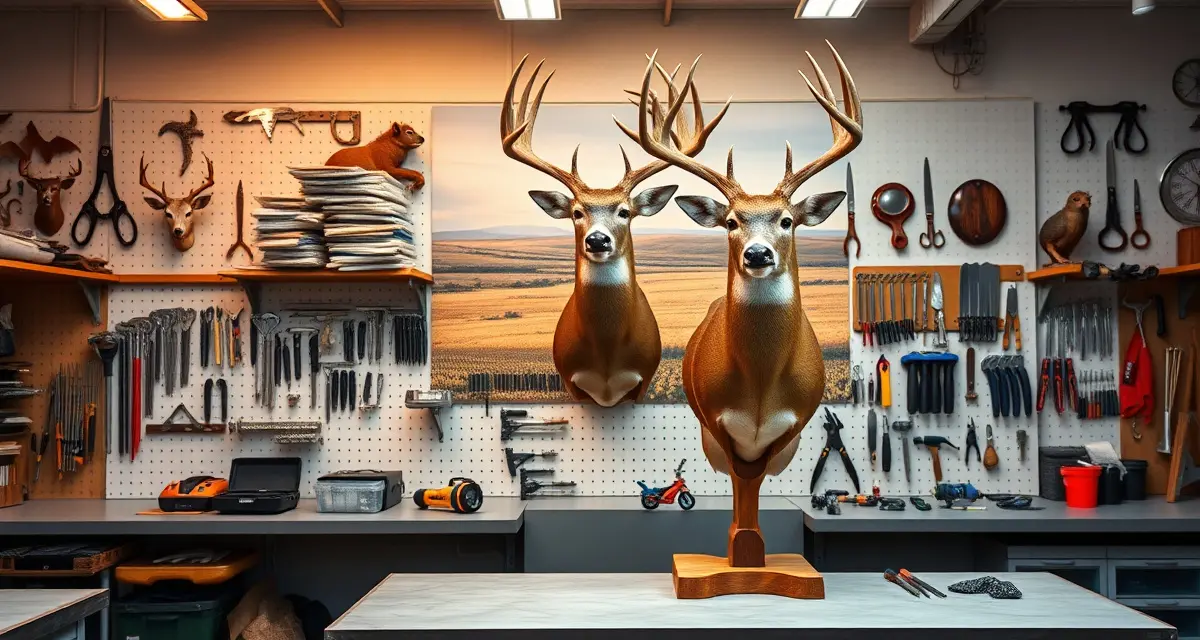 Trophy deer taxidermy business management solution Professional taxidermy shop management software interface for Nebraska taxidermists managing trophy deer mounts and customer orders.