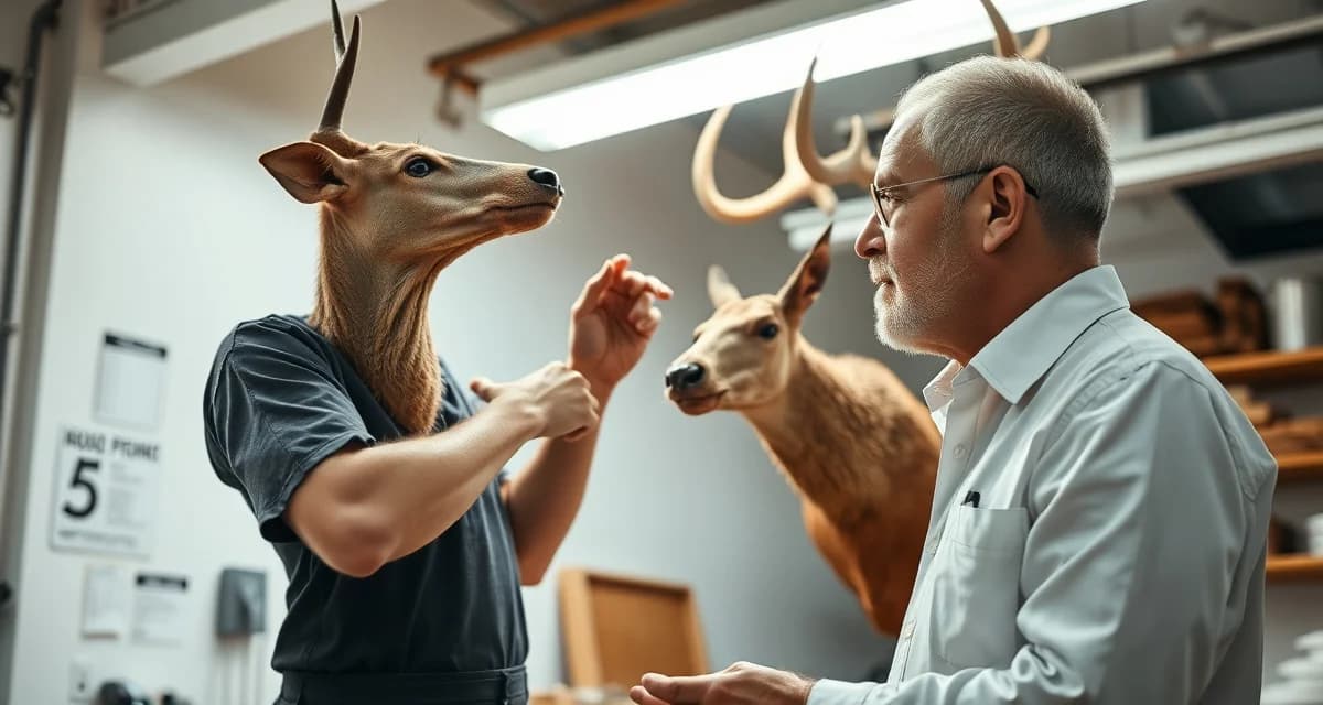 NTA World Championship Competition Standards Professional taxidermist evaluating mounted wildlife specimen for NTA competition categories and technical accuracy standards.