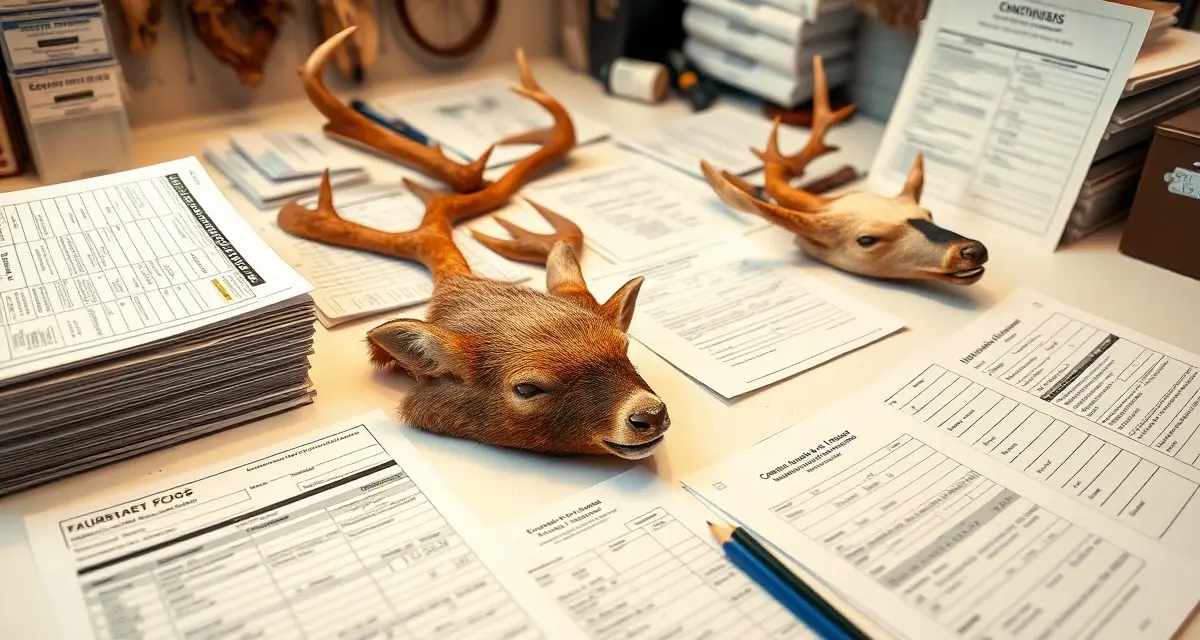 Taxidermist record keeping compliance documentation Ohio deer taxidermy records documentation showing required specimen information including hunting license numbers and kill tags for compliance.