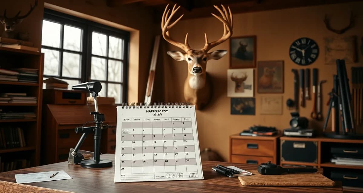 Pre-season taxidermy booking scheduling Taxidermist reviewing advance booking calendar to schedule mount projects during peak hunting season demand