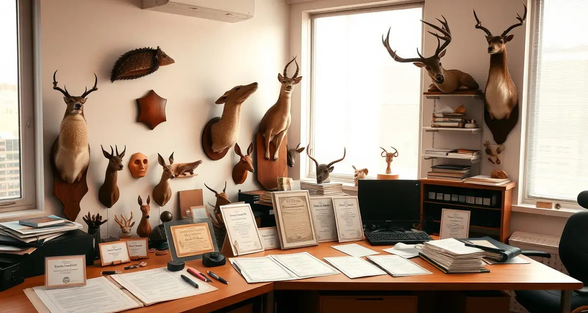 State taxidermist licensing costs and permit documentation Taxidermist license documents and state permit certificates showing varying costs and requirements for wildlife preservation professionals