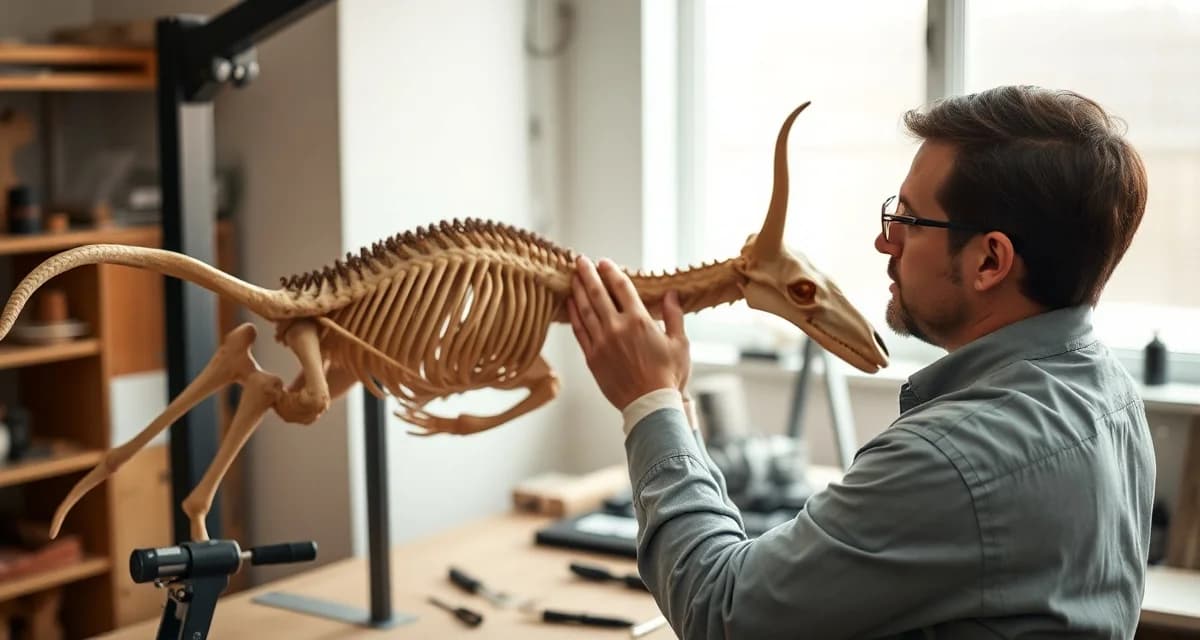 Quality control inspection of taxidermy form fitting Taxidermist inspecting mounted animal form for species mismatch and proportional errors during fitting stage quality control