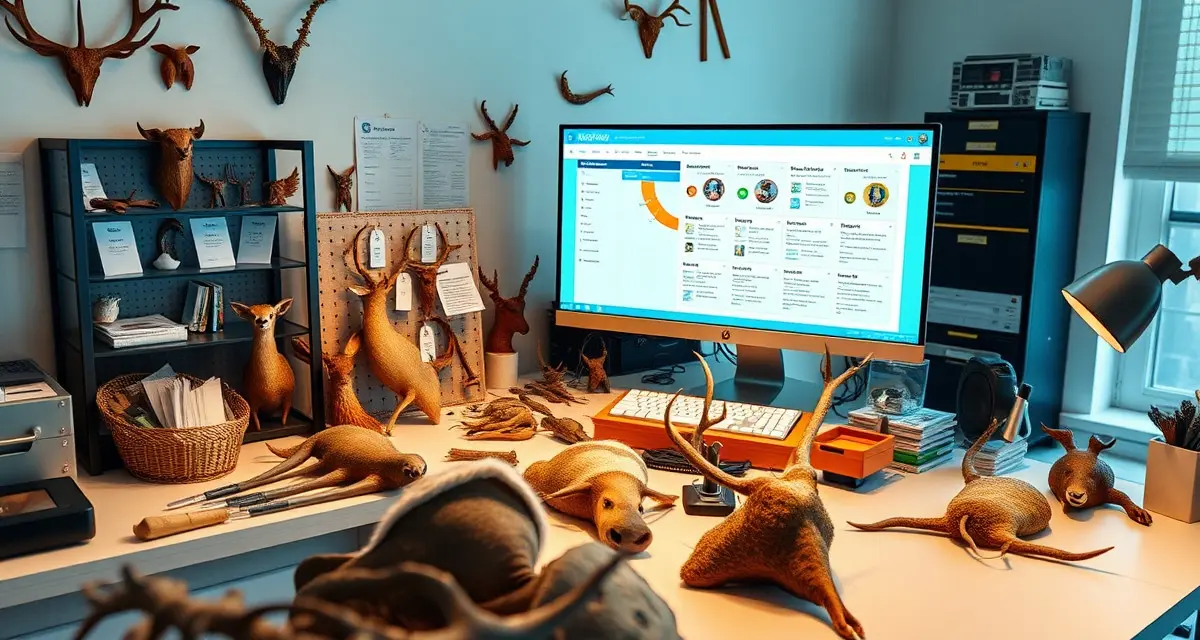 Automated compliance tracking for taxidermy businesses Taxidermy shop compliance software dashboard showing species flagging and intake verification system for wildlife regulation management