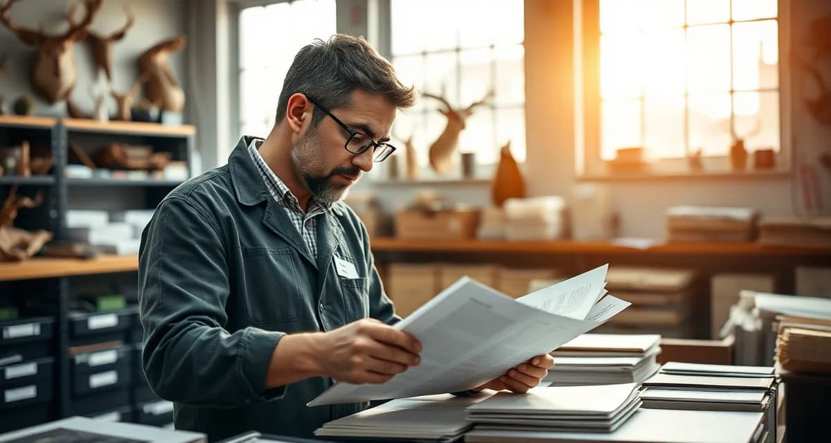 Compliance documentation review process Taxidermist reviewing CITES compliance documentation to prevent federal wildlife violations and regulatory violations