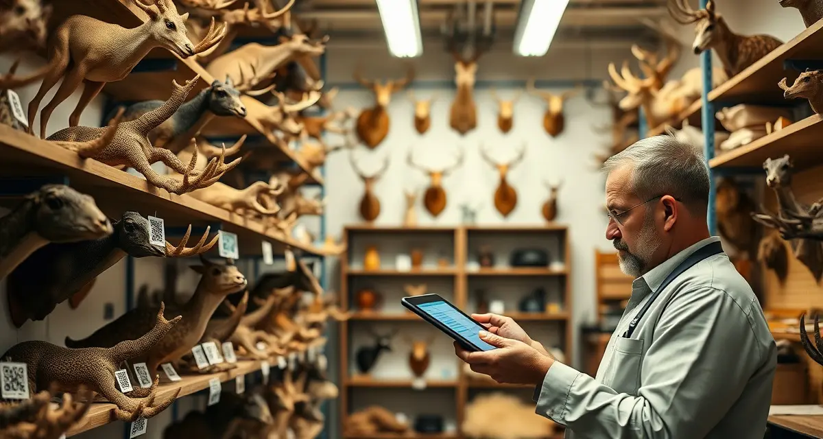 QR code tracking system for taxidermy mount organization Taxidermy shop using QR code job tracking system to organize mounts and monitor tannery shipments efficiently