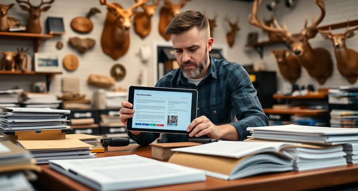 Deer season communication efficiency for taxidermy shops Taxidermy shop manager using communication templates software during busy deer season to reduce customer status calls