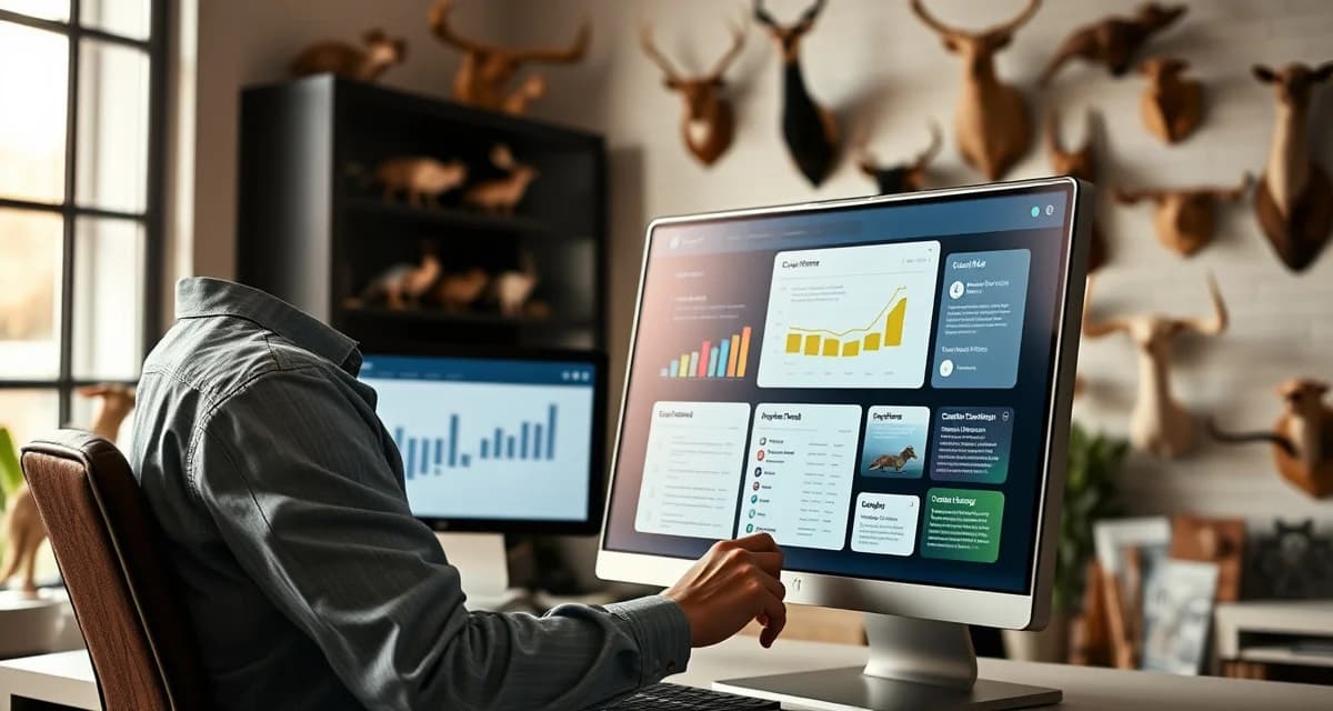 Customer Communication Templates for Taxidermy Business Management Professional taxidermist managing customer communication templates for specimen status updates and project tracking in shop management software