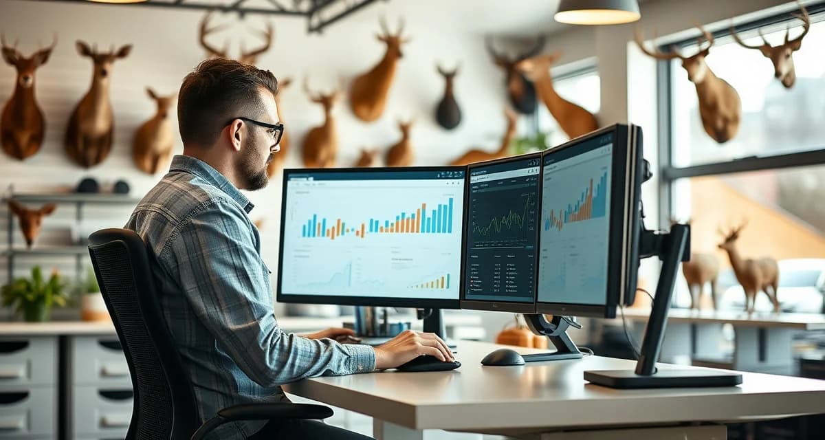 Local SEO strategy for taxidermy businesses Taxidermist using SEO software to rank higher in local Google searches for taxidermy shop websites and services.