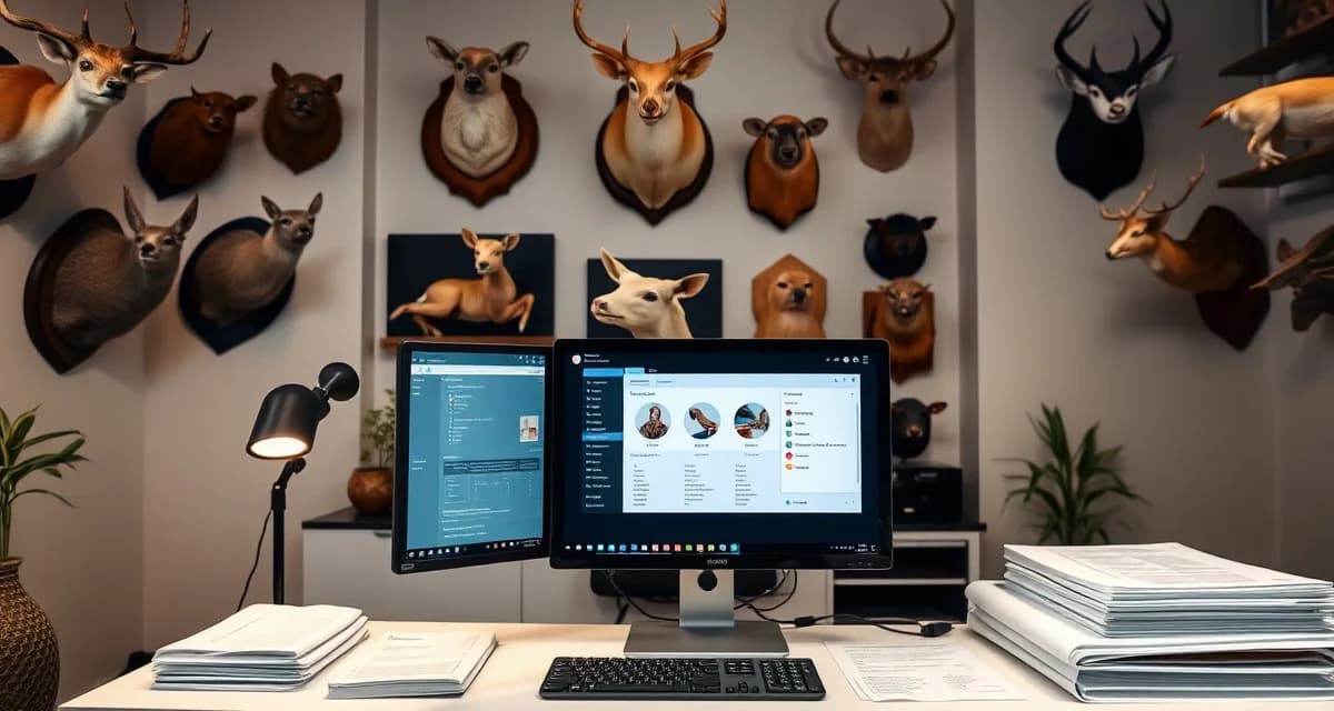Free vs paid taxidermy shop management solutions Taxidermy shop management software interface displaying job tracking and customer intake features on computer screen