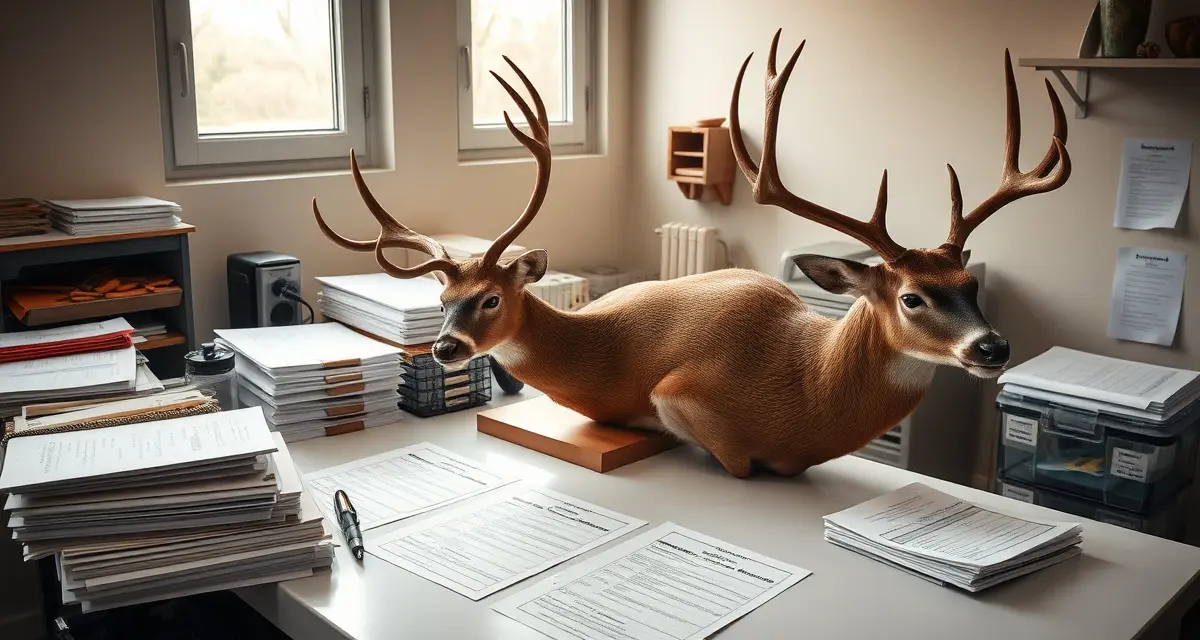 Professional Deer Taxidermy Record Keeping Tennessee taxidermist maintaining detailed deer specimen intake records with TWRA compliance documentation and customer information forms