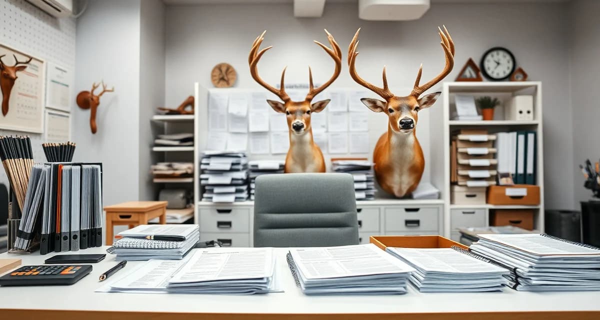 Texas Taxidermy Record-Keeping System Organized taxidermy records and documentation system for Texas deer mounts, showing proper filing and compliance procedures