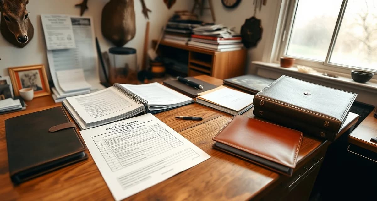 Virginia taxidermist compliance records management Organized taxidermist record-keeping system showing Virginia DGIF deer documentation and hunter license number logs for compliance.